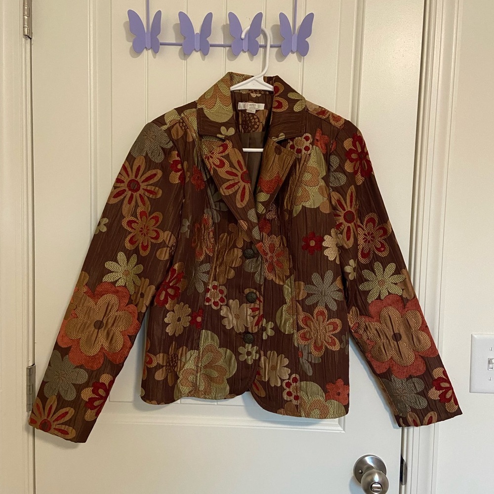 NWOT | Erin London women’s autumn‎ Jacquard chenille floral embroidered jacket